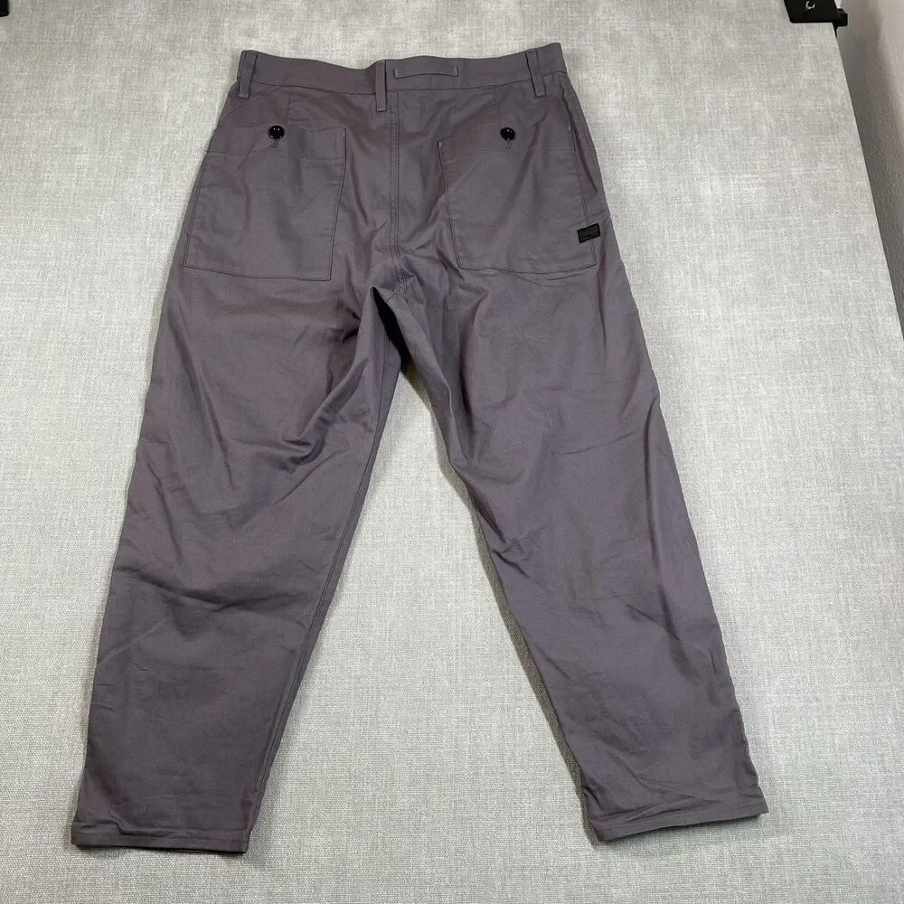 G-Star RAW Pants Mens 34x26 (Tag 34x30) Gray Pleated Work Chino Relaxed Tapered